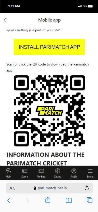 Install parimatch app Apple
