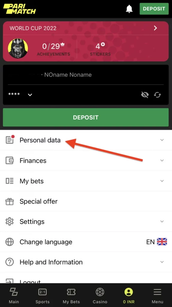 PariMatch Personal Data