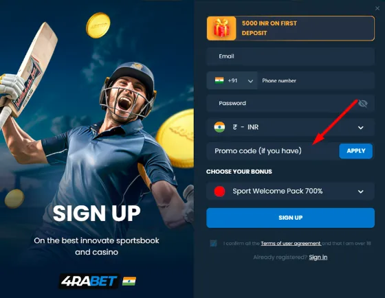 4RaBet Sign Up