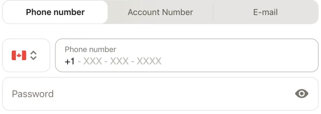 Parimatch Login form