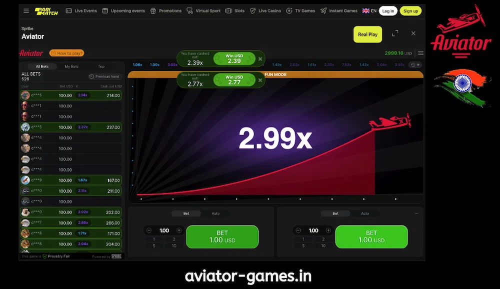 Aviator PariMatch Winning